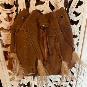 Patricia Nash Suede Handbag with Feathers